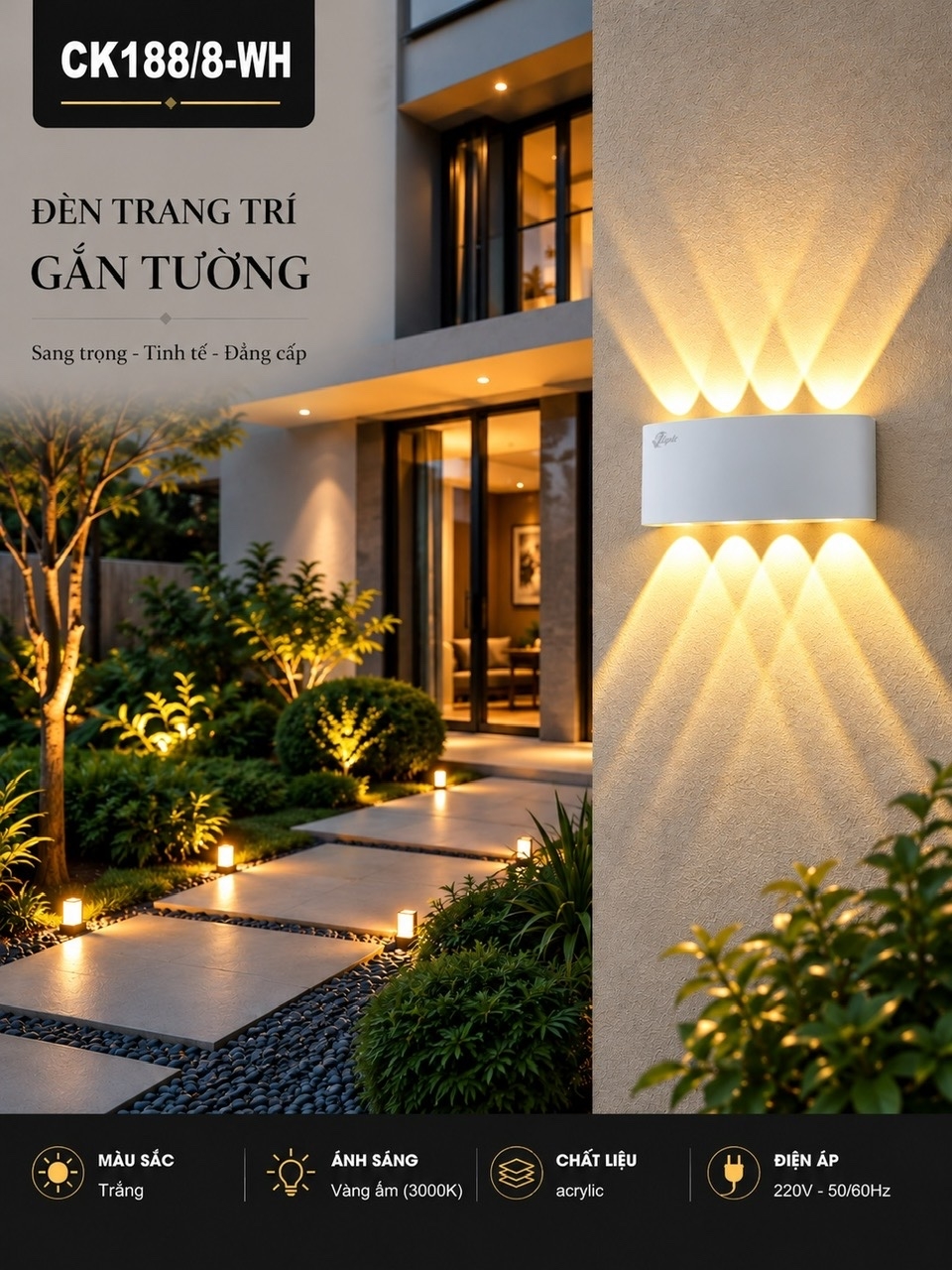 Đèn rọi led as vàng CK188/6WH-1